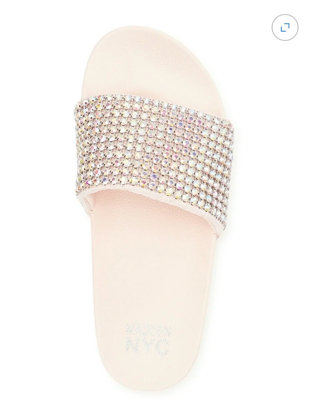 Madden NYC Women's Embellished rhinestone strap Slide overstock floor sample